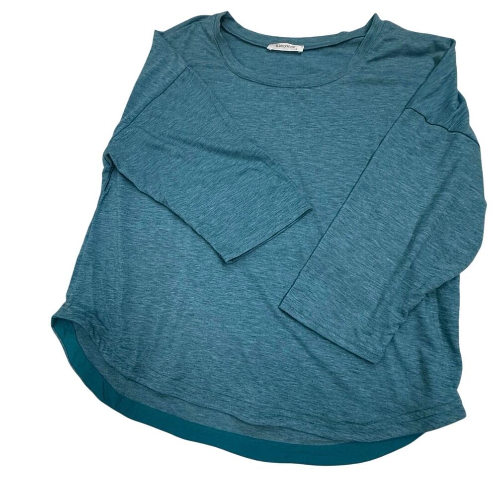 SKU3129 Kancystore Women's Large Teal Shortened 3/4 Sleeve Soft Top
